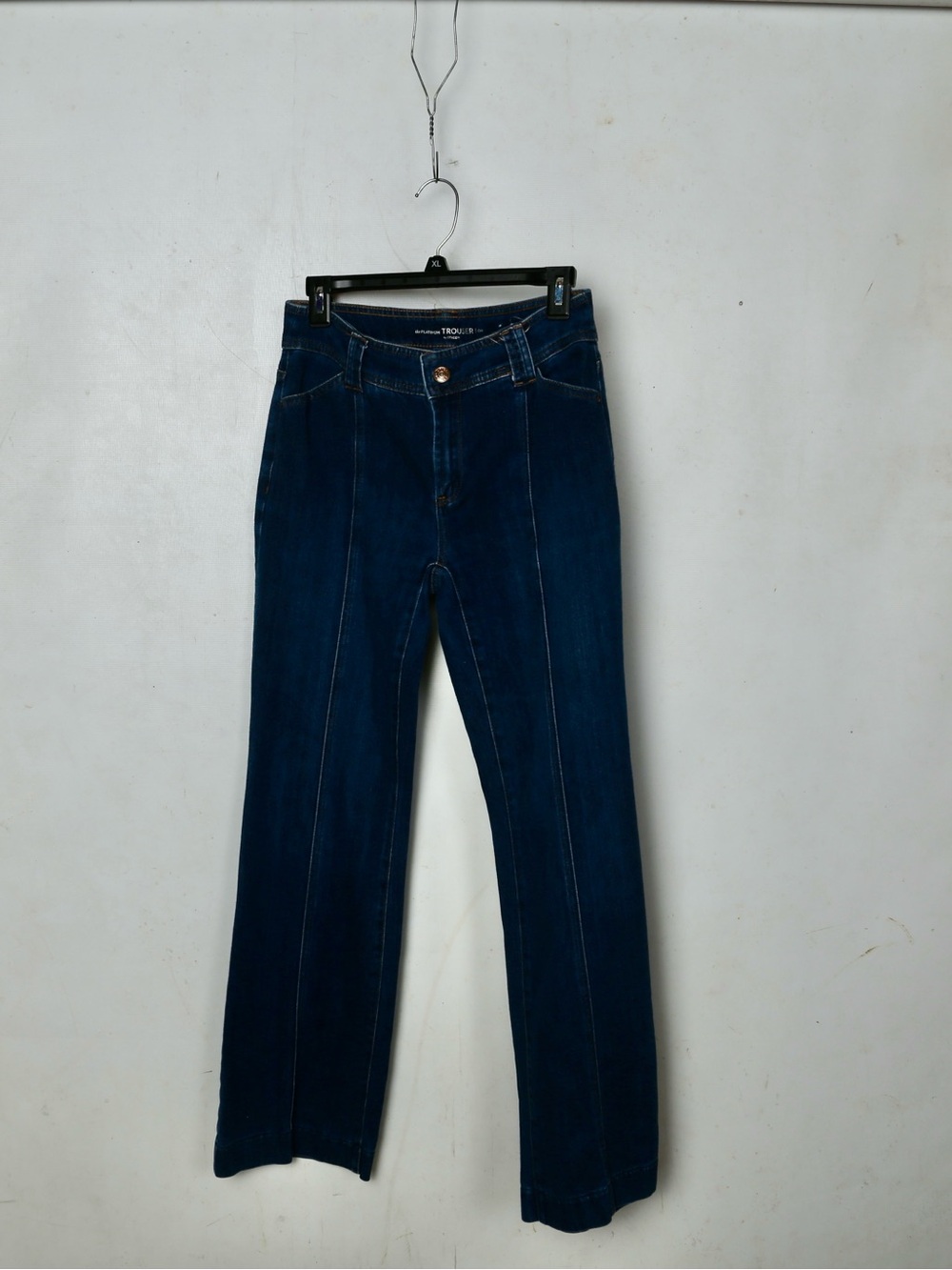 Women's Dark Blue Wide-Leg Jeans with Front Seam